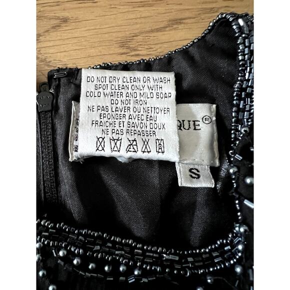 Vintage Papell Boutique Evening Womens Silk Beaded Top Black Size Small‎ Elegant - Picture 5 of 5